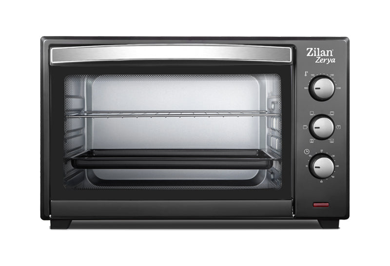 Cuptor electric cu ventilator ZILAN ZLN-3727 Negru, Capacitate 45L, Putere 2000W, Geam dublu, Temporizator 60 min, Temperatura maxima 230 grade celsius