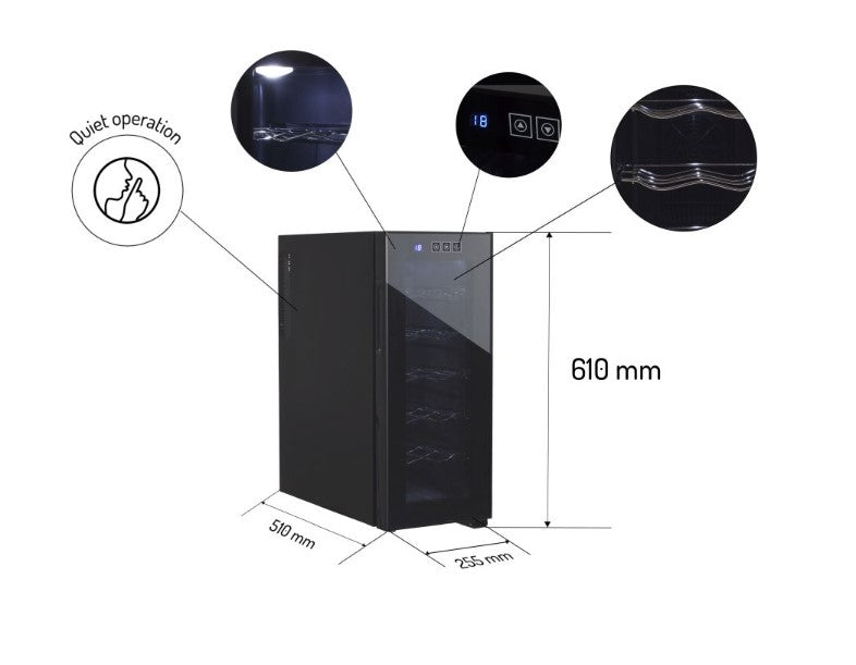 Frigider pentru vinuri Zilan ZLN4681 Negru, 33L, 50W, iluminare interioara