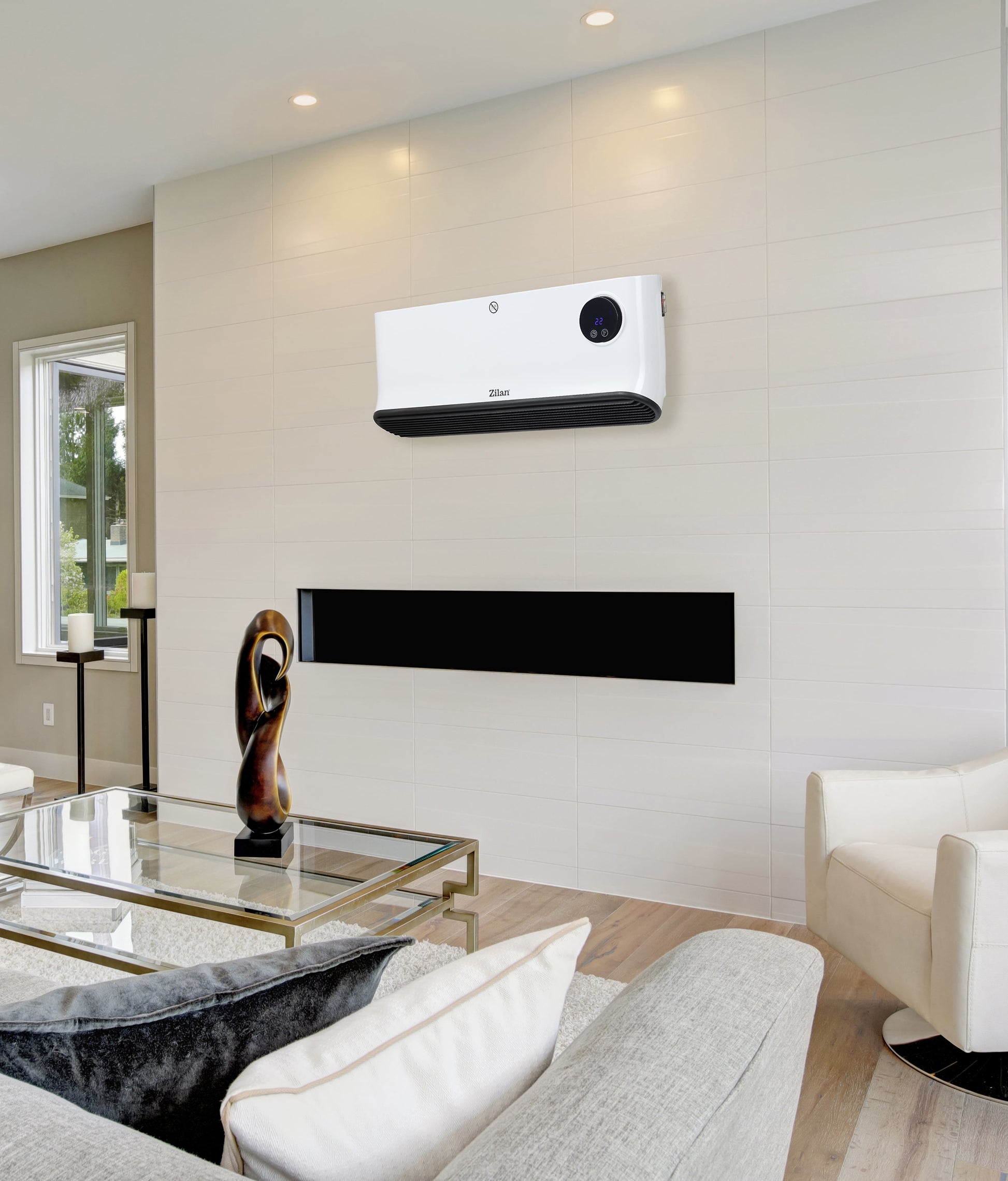 Aeroterma de perete Zilan ZLN5626 Alba, putere 2200W, ecran LED, detector de ferestre deschise