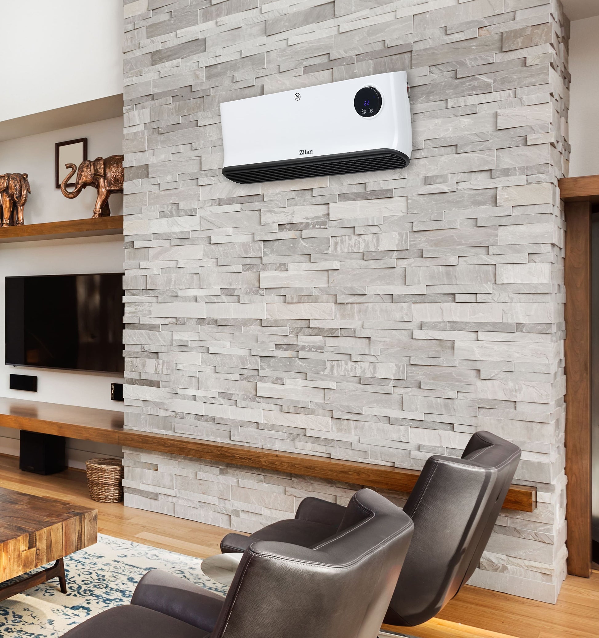 Aeroterma de perete Zilan ZLN5626 Alba, putere 2200W, ecran LED, detector de ferestre deschise