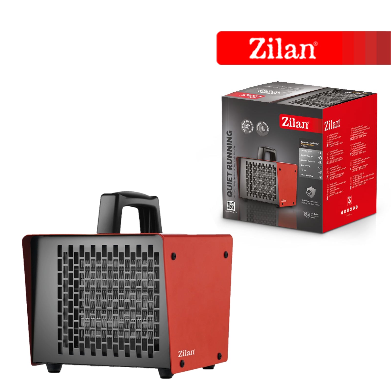 Aeroterma ceramica Zilan ZLN5541 Rosie, incalzire rapida, termostat reglabil, putere 2000W