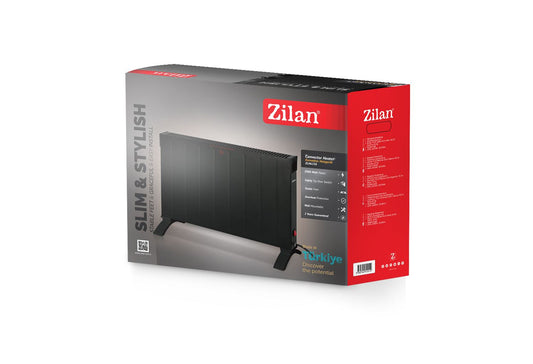 Convector electric Zilan ZLN6258 Negru, de sine statator sau montare in perete, putere 2000W