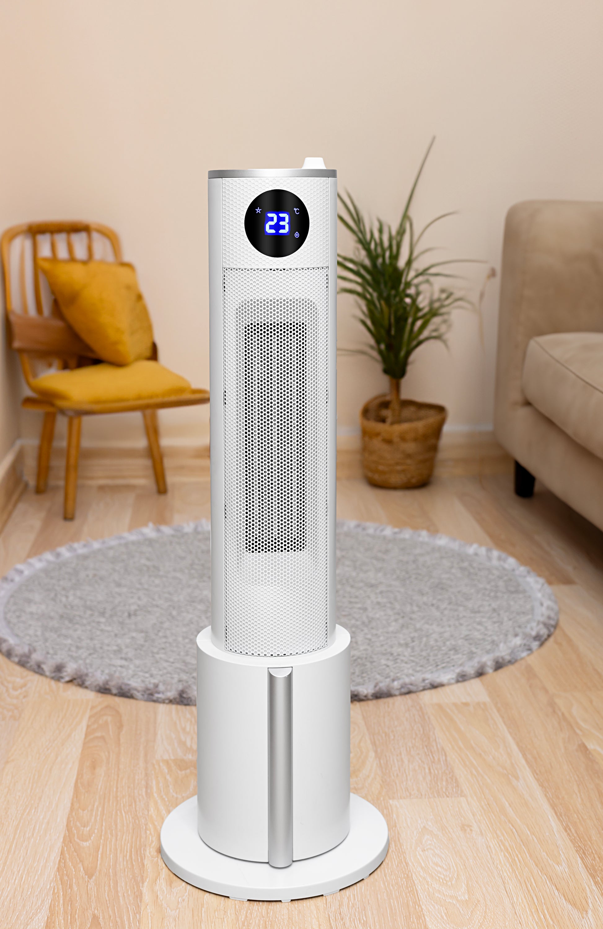 Aeroterma tip turn Zilan ZLN5640 Alba, putere 2200W, ecran LED, 3 trepte de viteza