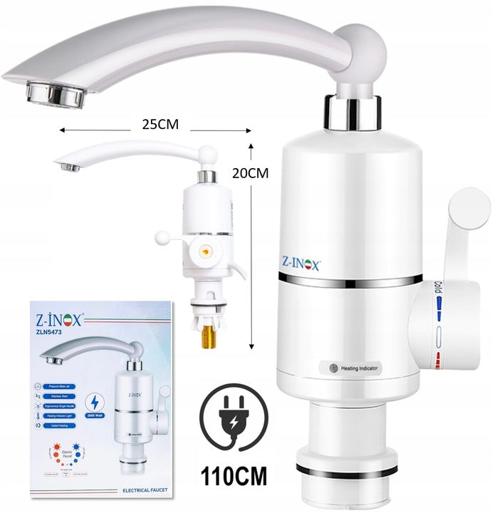 Robinet electric Z-Inox ZLN5473 Alb, incalzire instanta, putere 3000W, inox