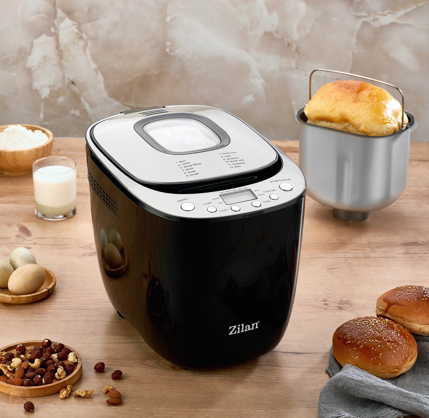Masina de facut paine Zilan ZLN5213 Negru, putere 550W, ecran digital, coacere ajustabila
