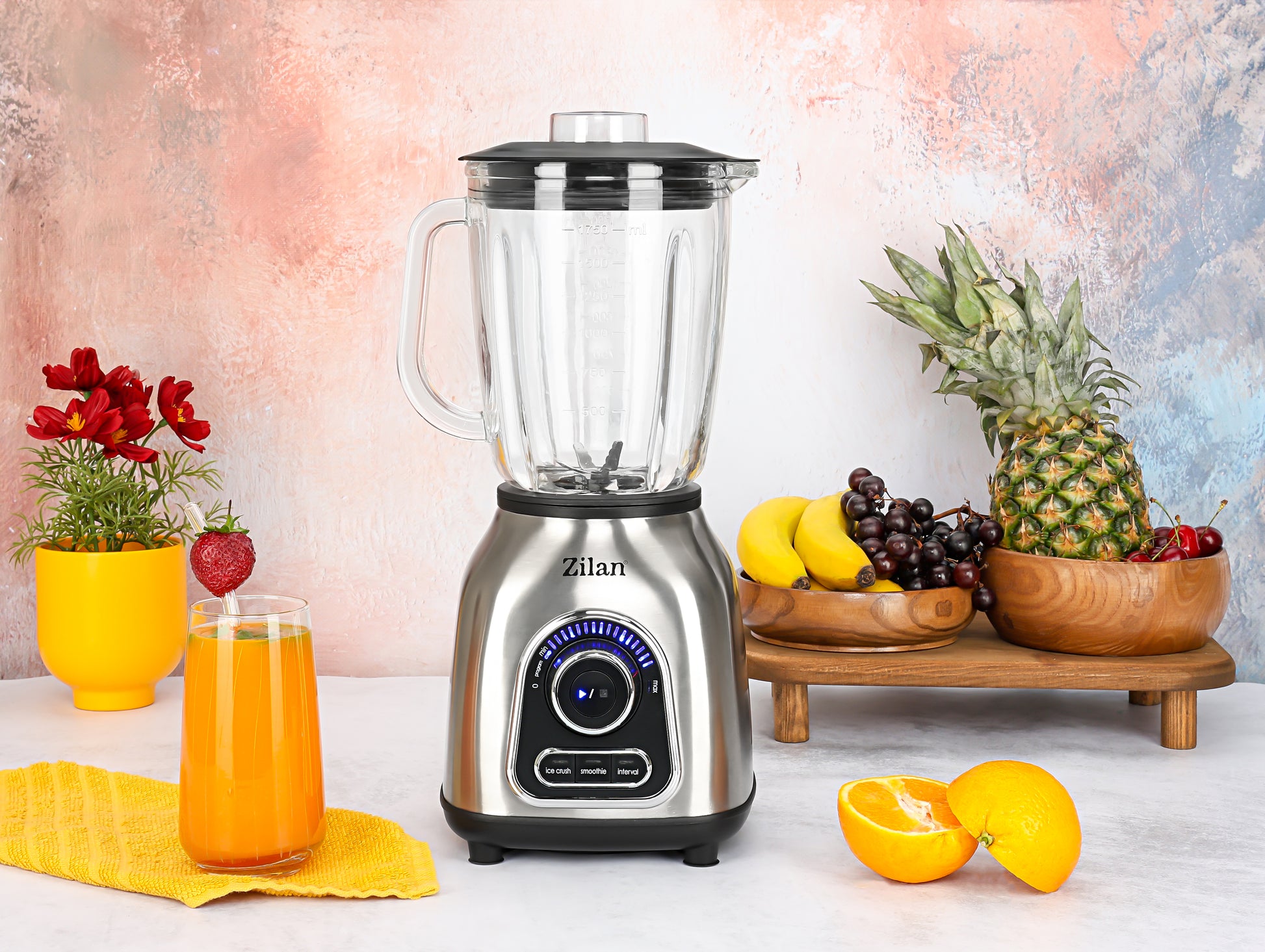 Blender Zilan ZLN5596 Inox, putere 1400 W, capacitate 1.75L, viteza ajustabila