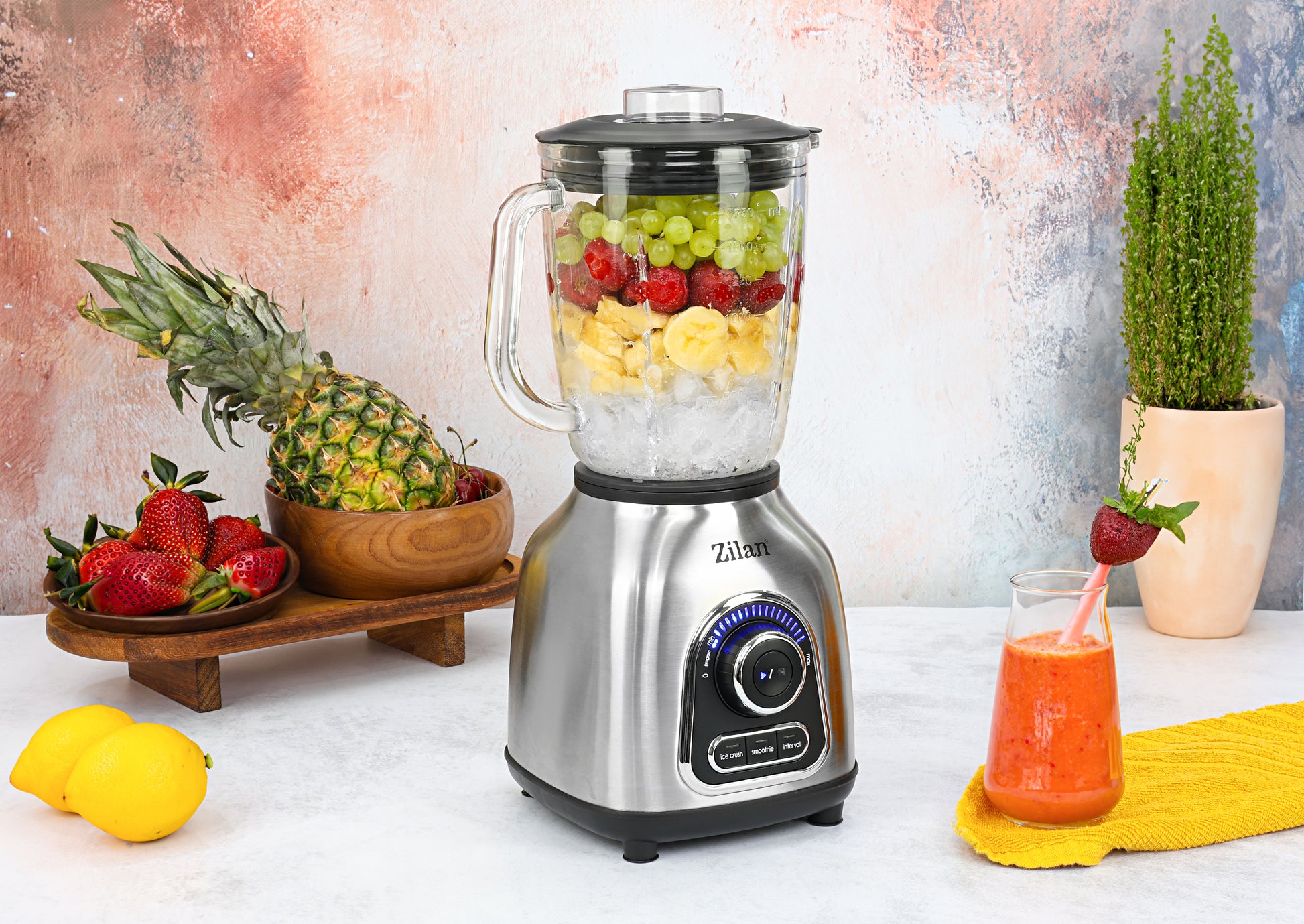 Blender Zilan ZLN5596 Inox, putere 1400 W, capacitate 1.75L, viteza ajustabila