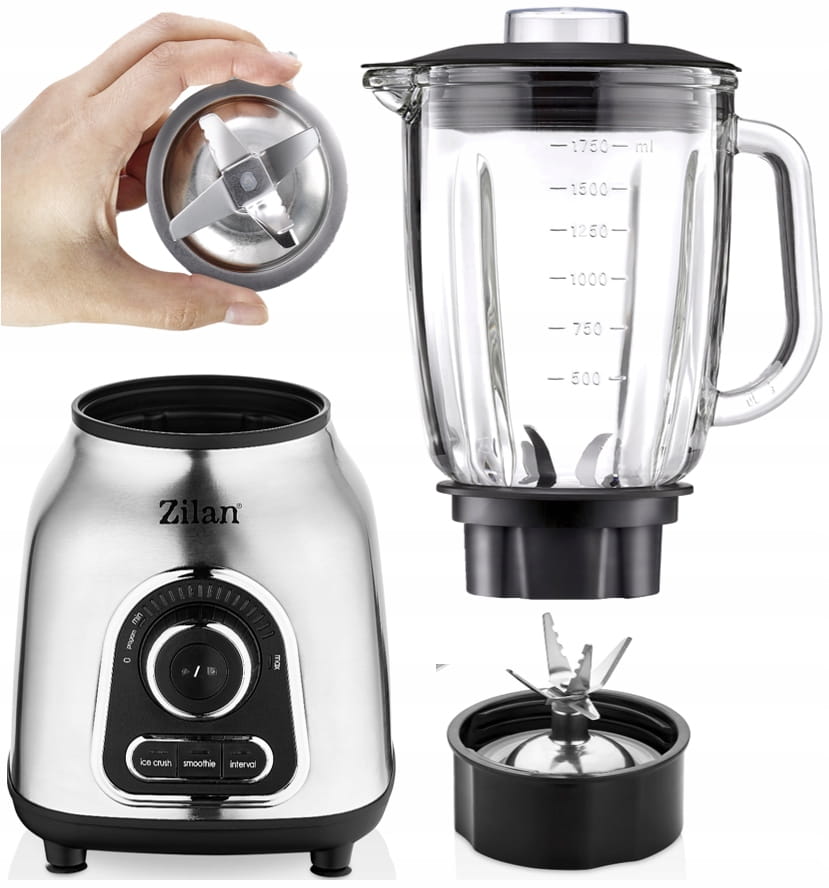Blender Zilan ZLN5596 Inox, putere 1400 W, capacitate 1.75L, viteza ajustabila