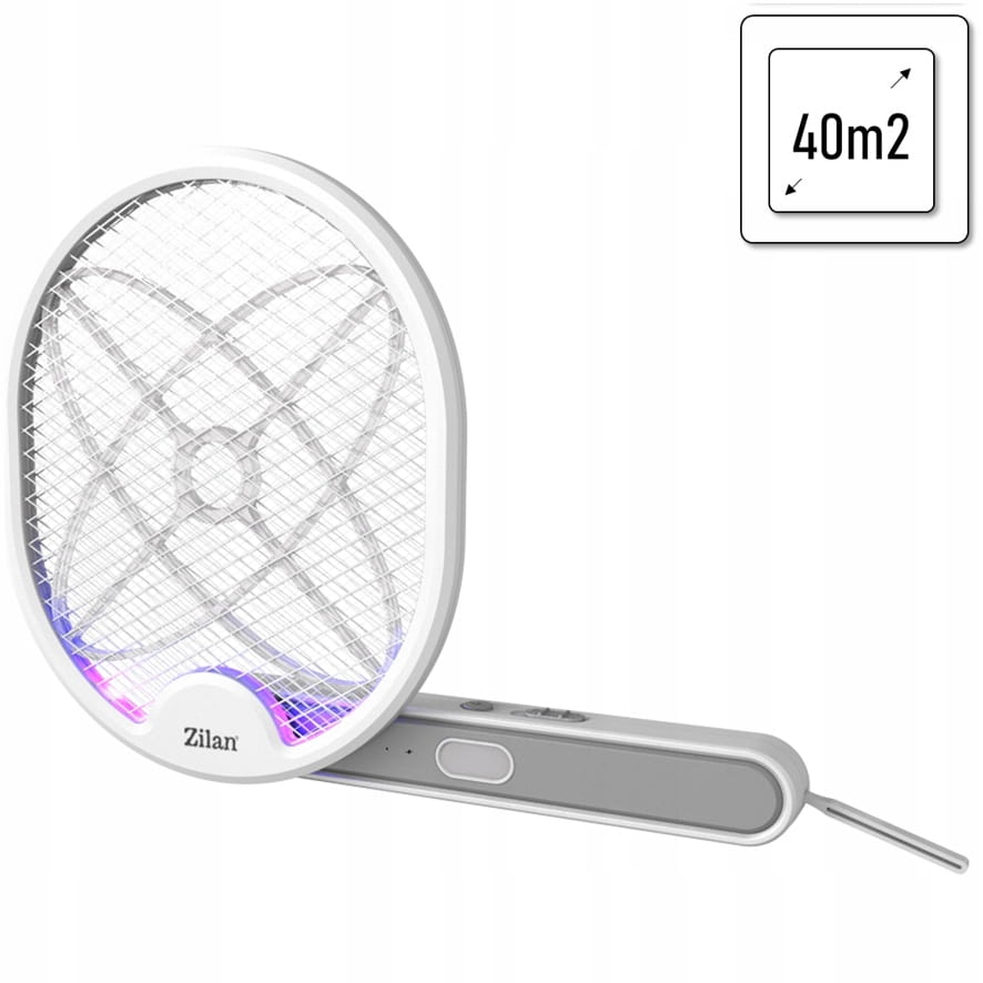 Paleta electrica anti-insecte, Zilan ZLN7088 Alba, 2800 Volti, lampa cu LED