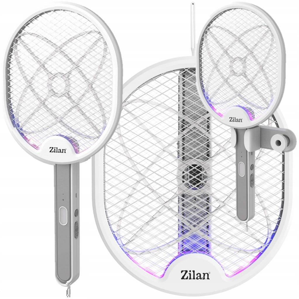 Paleta electrica anti-insecte, Zilan ZLN7088 Alba, 2800 Volti, lampa cu LED