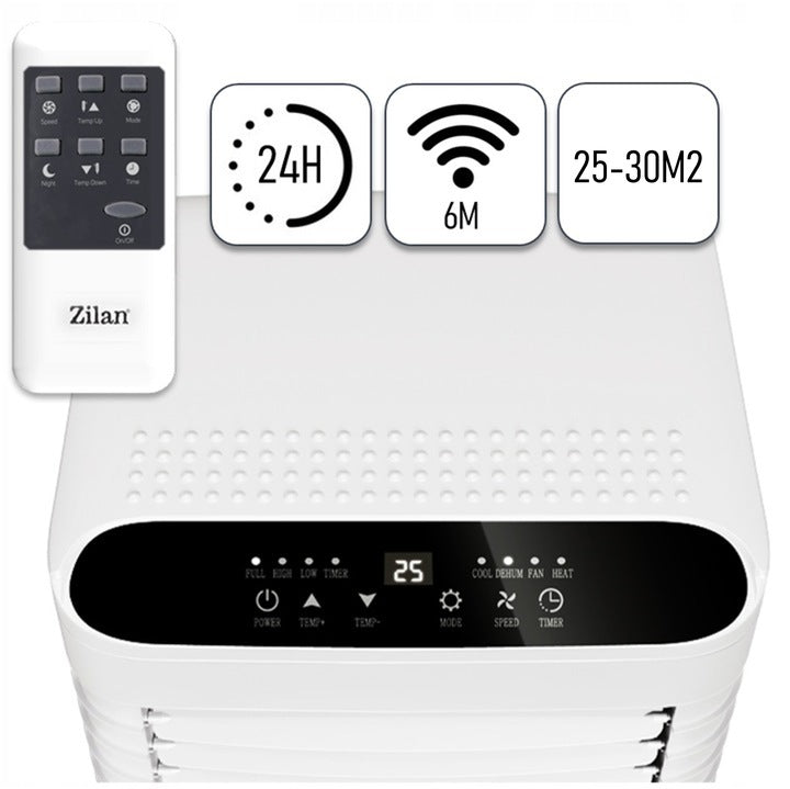 Aer conditionat portabil Zilan ZLN7101 Alb, functie de racire, dezumidificare si ventilatie,9000 btu, filtru detasabil