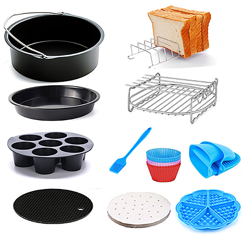 Set de 11 accesorii Zilan ZLN8016 pentru friteuza cu aer, diametru 18 cm