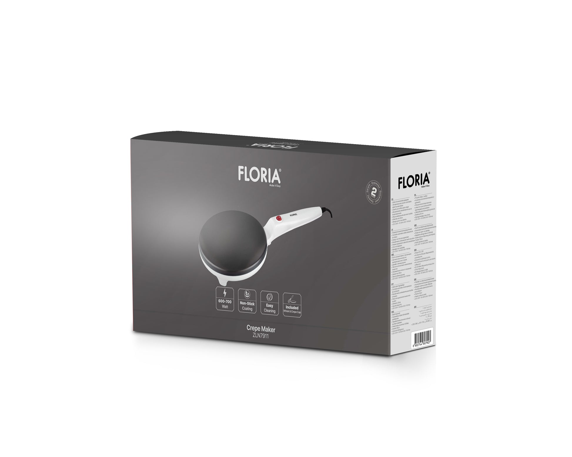 Aparat pentru facut clatite Floria ZLN7911 Alb, 700W, cu diamentru de 20 cm