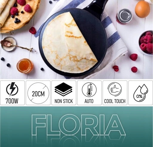 Aparat pentru facut clatite Floria ZLN7910 Negru, 700W, cu diamentru de 20 cm