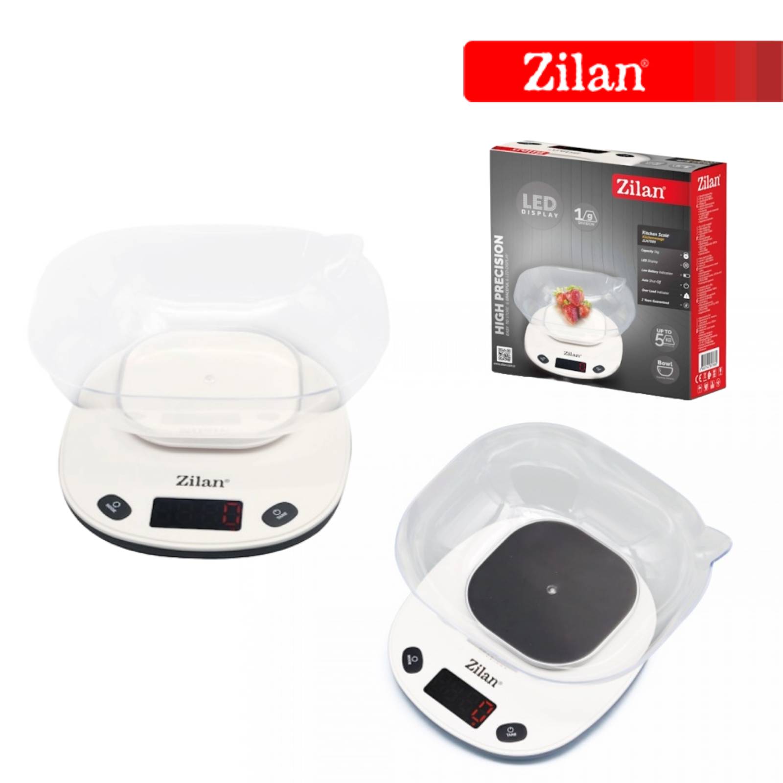 Cantar alimentar Zilan ZLN7880 Alb, capacitate maxim 5 kg, ecran digital, oprire automata
