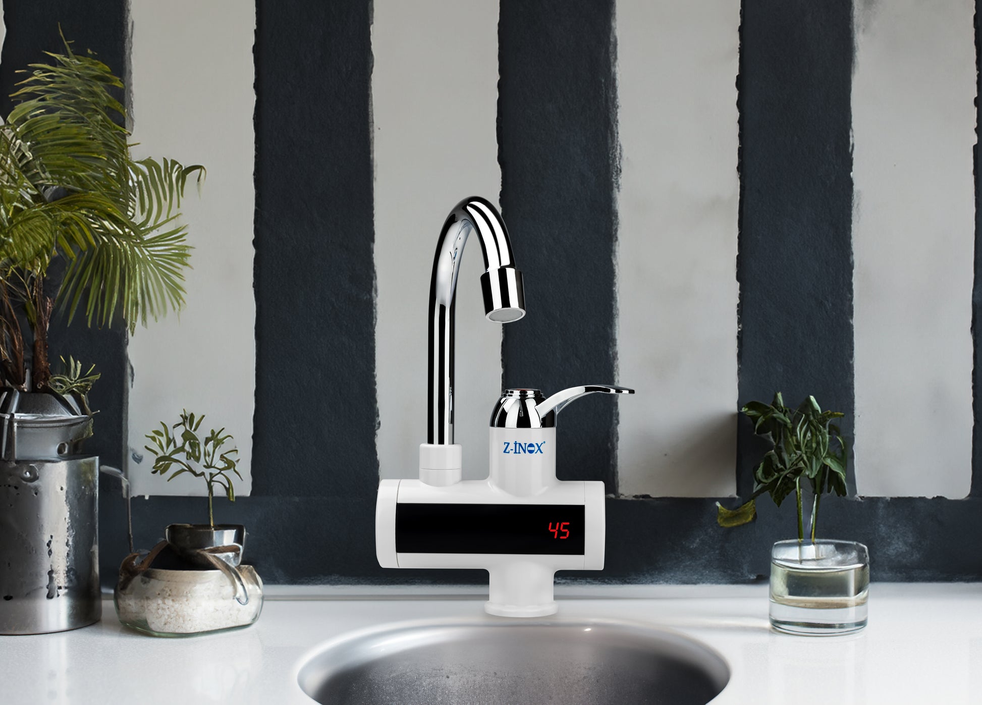 Robinet electric Z-Inox ZLN7866 Alb, ecran digital, incalzire instanta