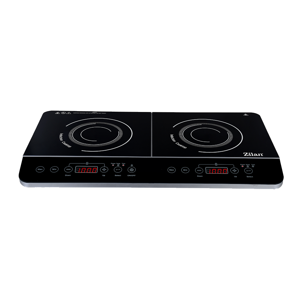 Plita cu inductie Zilan ZLN8088 Neagra, doua ochiuri, putere 3500W, geam din cristal negru