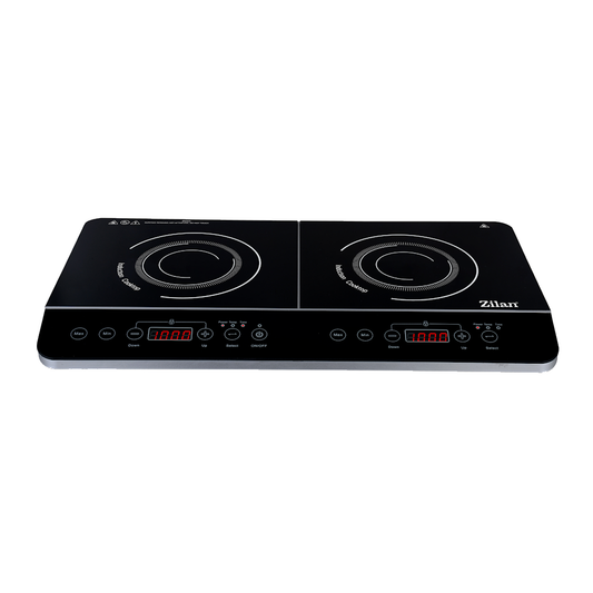 Plita cu inductie Zilan ZLN8088 Neagra, doua ochiuri, putere 3500W, geam din cristal negru