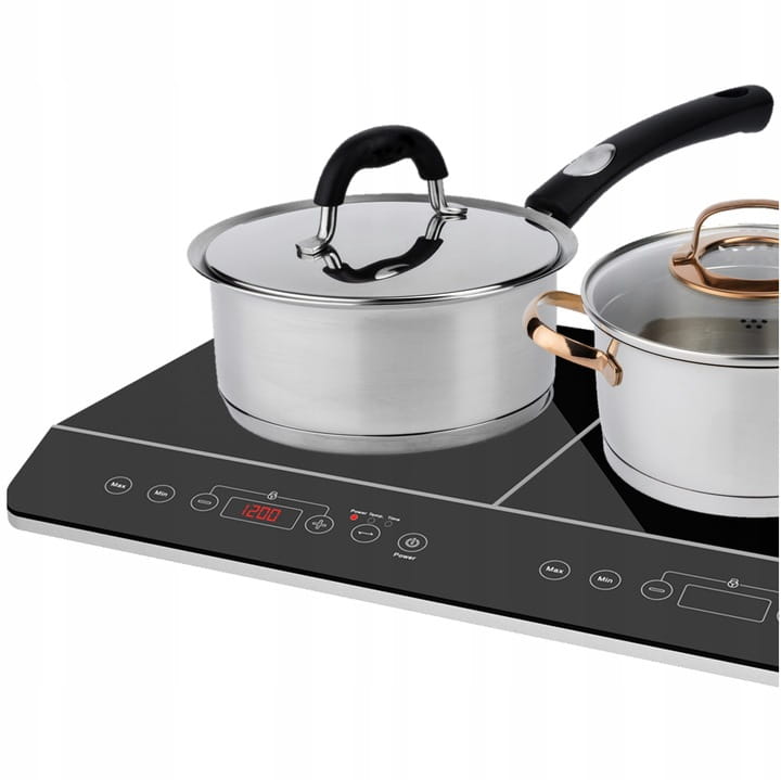 Plita cu inductie Zilan ZLN8088 Neagra, doua ochiuri, putere 3500W, geam din cristal negru