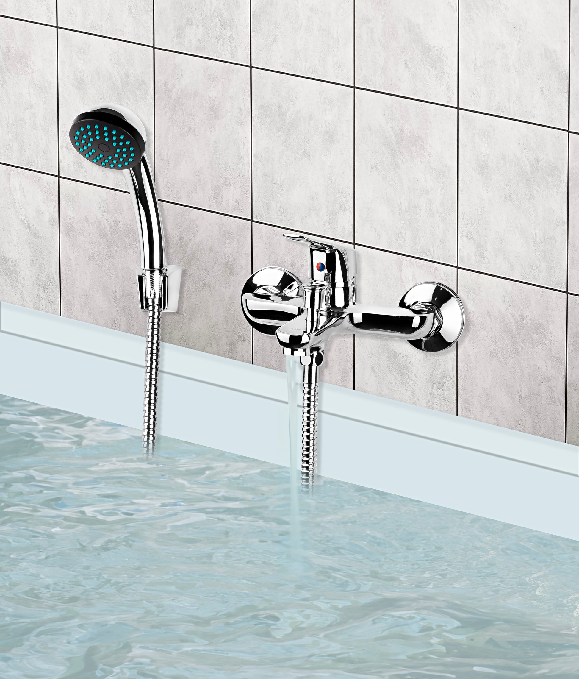 Baterie de cada Z-Inox ZLN8177 + furtun de 1.5 m + para dus, Argintiu