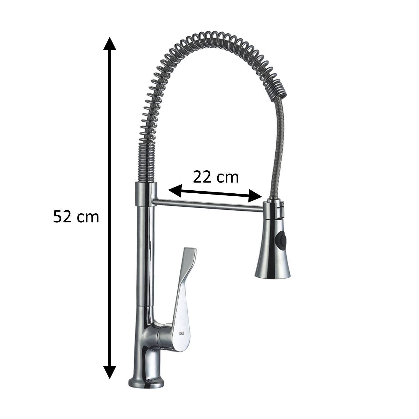 Baterie de bucatarie Z-Inox ZLN8153 cu gat flexibil de 45 cm, corp din alama, suprafata cromata, doua moduri de stropire