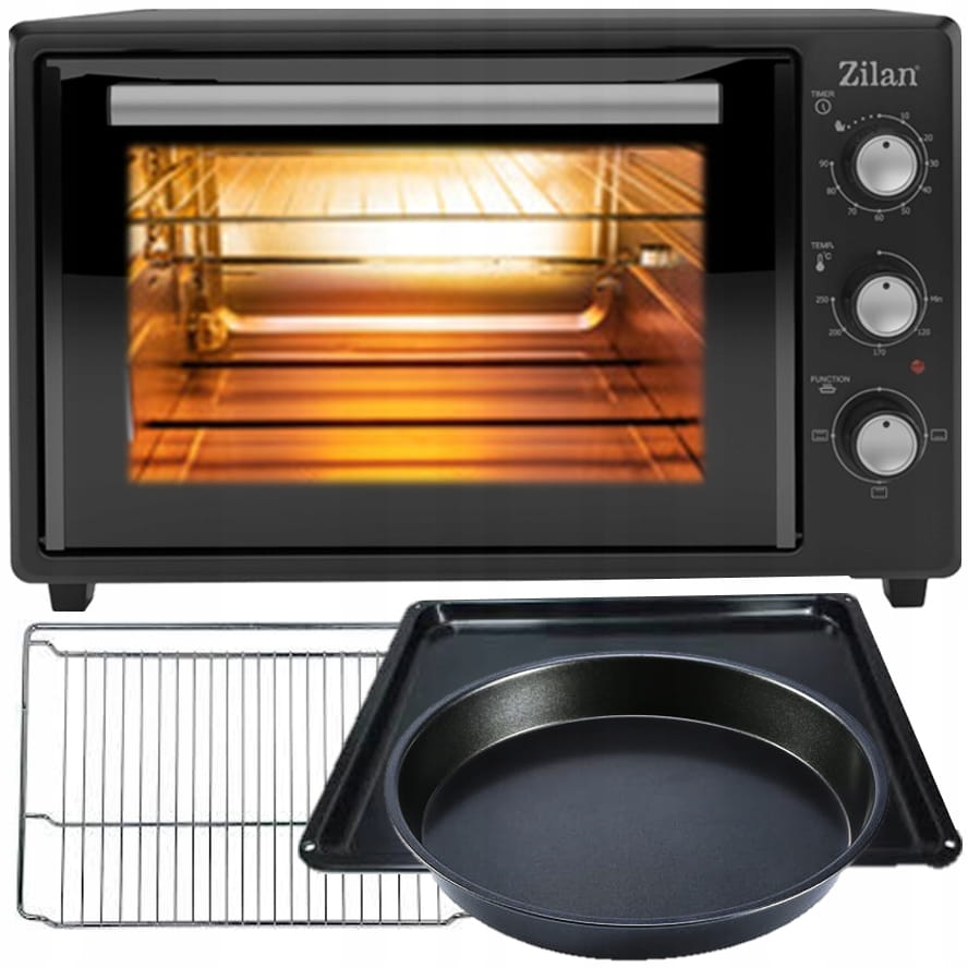 Cuptor electric Zilan ZLN8894 Negru, capacitate 35 litri, geam dublu, putere 1800 W