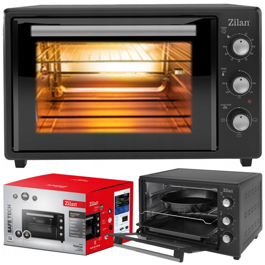 Cuptor electric Zilan ZLN8894 Negru, capacitate 35 litri, geam dublu, putere 1800 W
