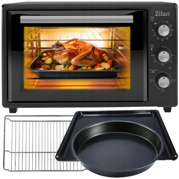 Cuptor electric Zilan ZLN8894 Negru, capacitate 35 litri, geam dublu, putere 1800 W
