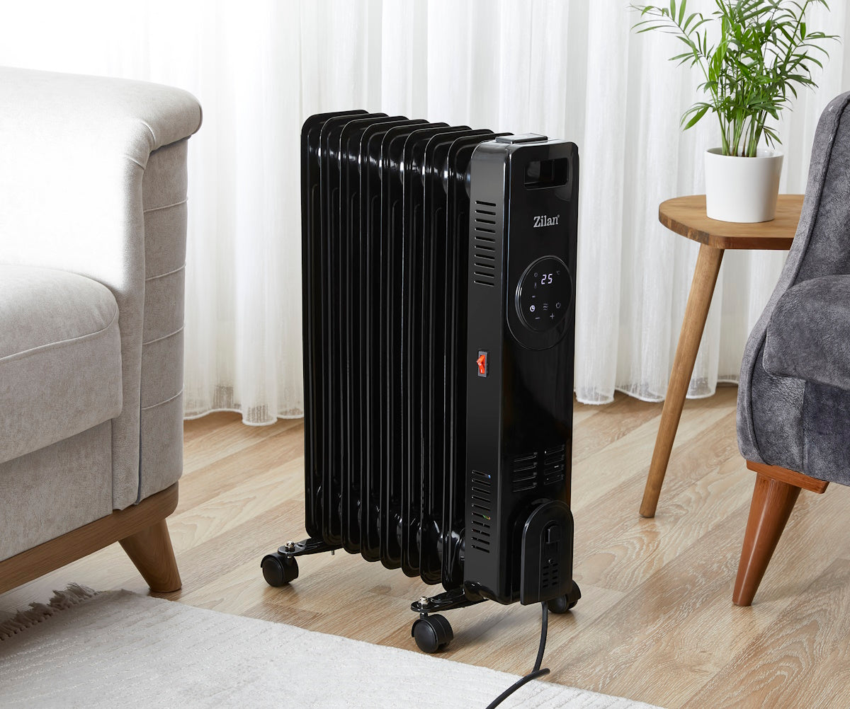 Calorifer Zilan ZLN8416 Negru cu 9 elementi, putere 2000W, indicator led