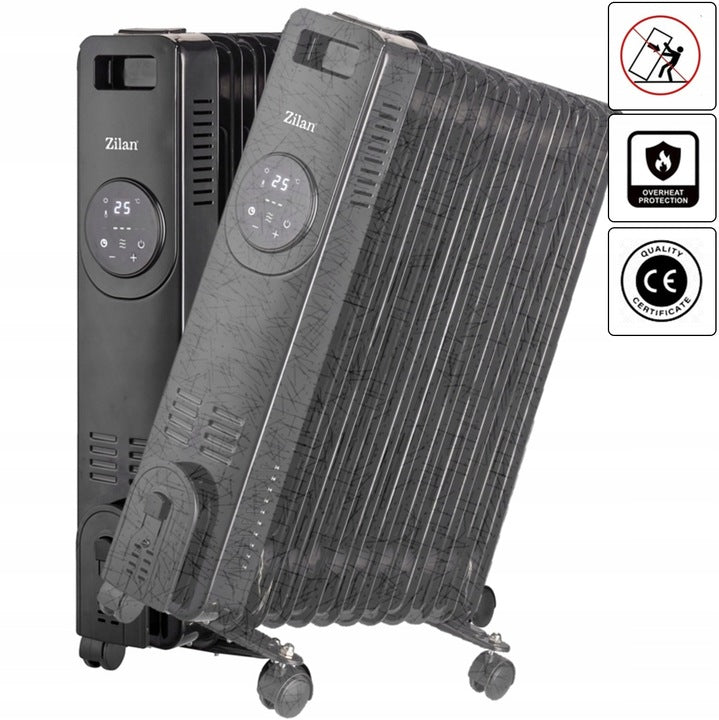 Calorifer Zilan ZLN8416 Negru cu 9 elementi, putere 2000W, indicator led