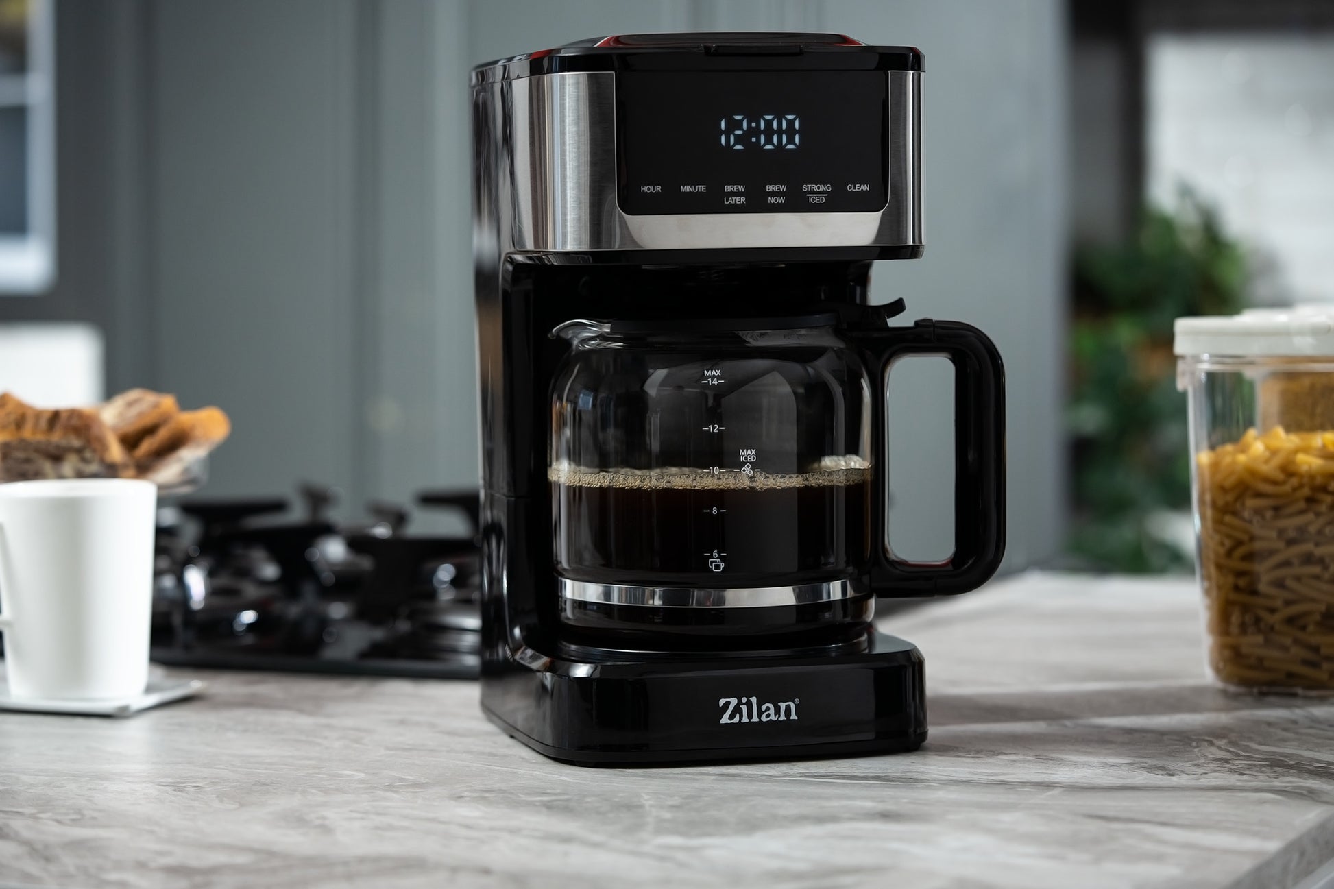Cafetiera digitala Zilan ZLN9266, functie de preparare la o ora uterioara, auto curatare