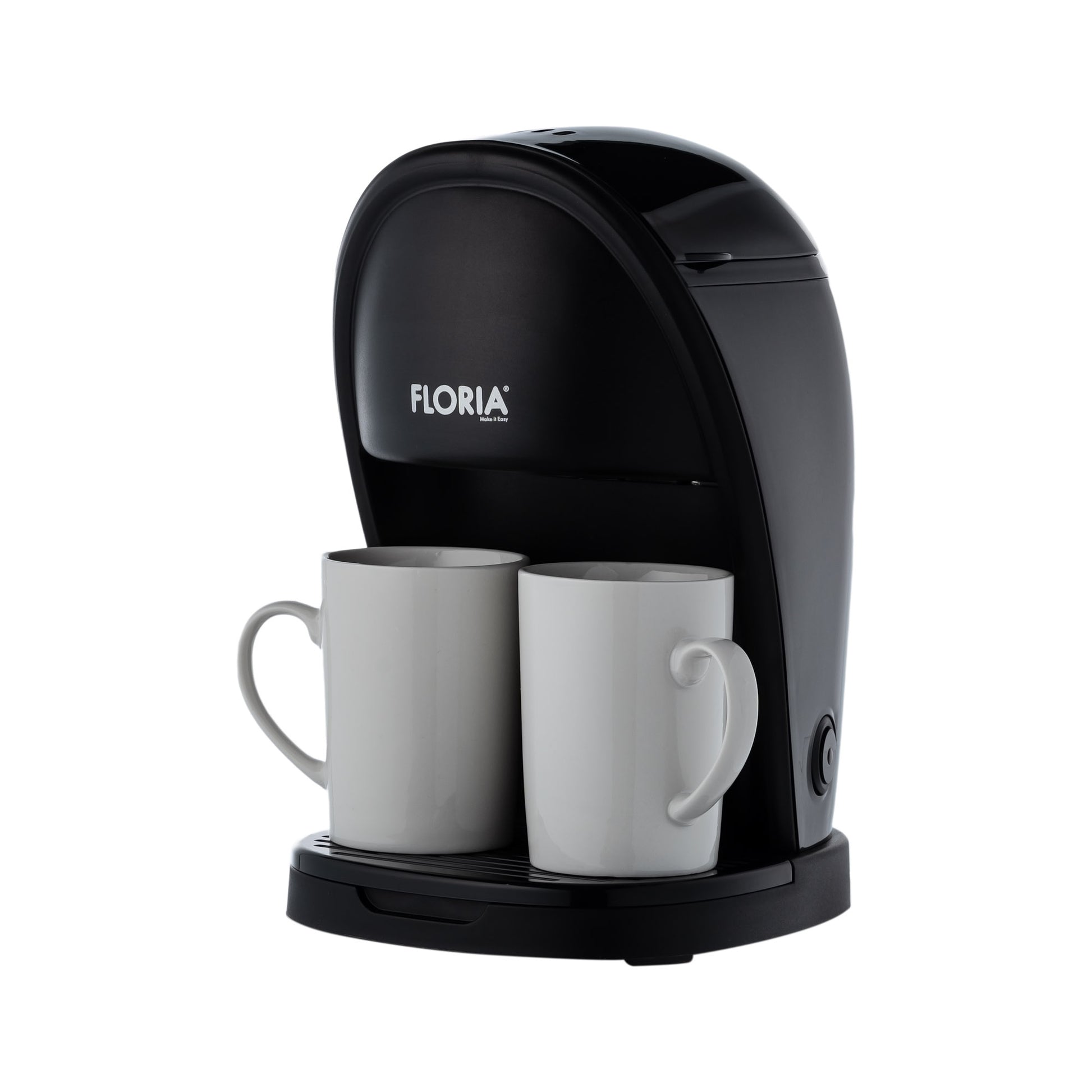 Aparat de facut cafea Floria ZLN9297, filtru de nailon, cupa pentru masurat, 2 cesti incluse, Negru
