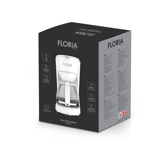 Aparat de facut cafea Floria ZLN9274 Alb, putere 600W, oprire automata, vas de 1.2 litrii