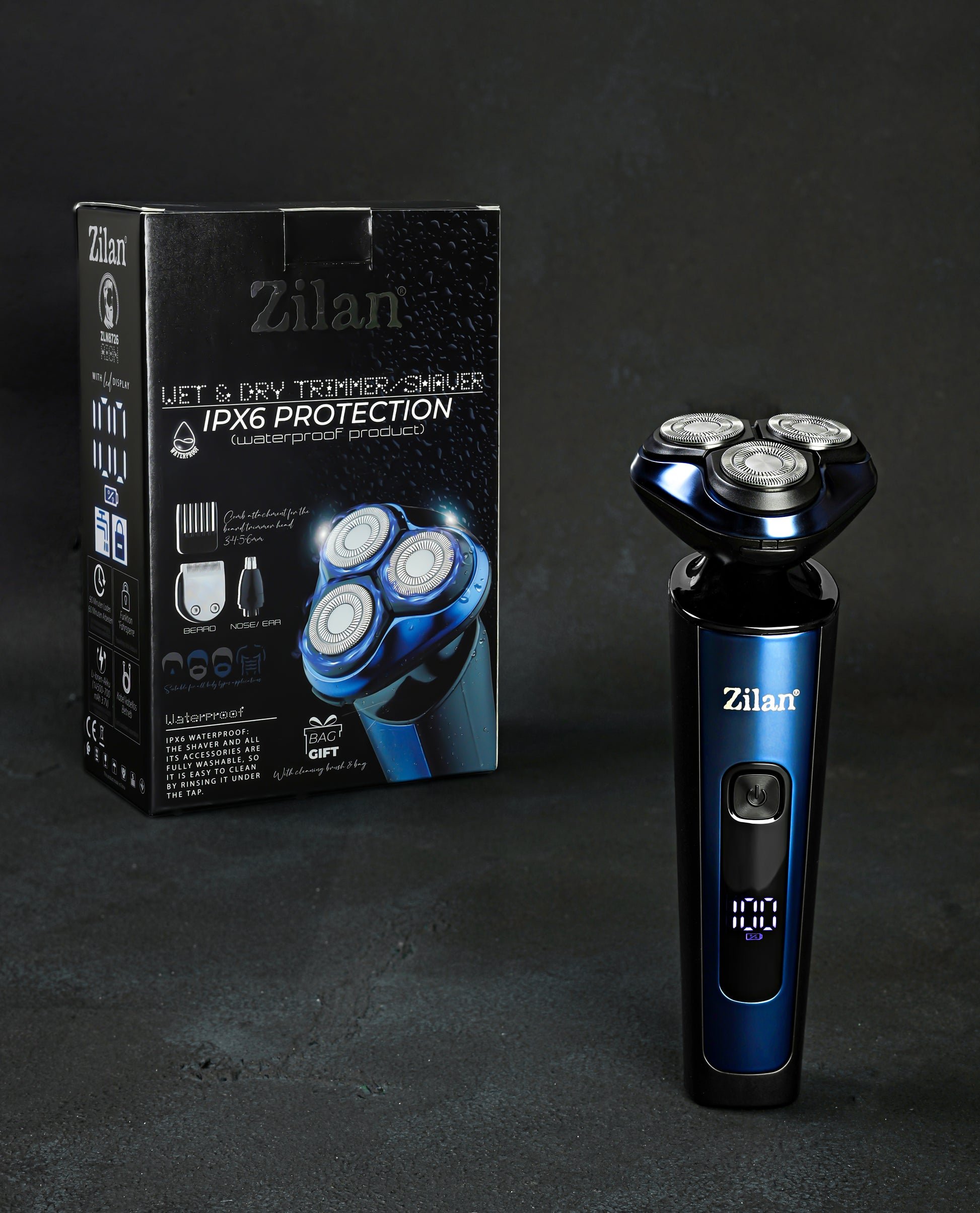 Aparat de ras 4 in 1 Zilan ZLN8726 fara fir, afisare LED, autonomie de 60 de minute