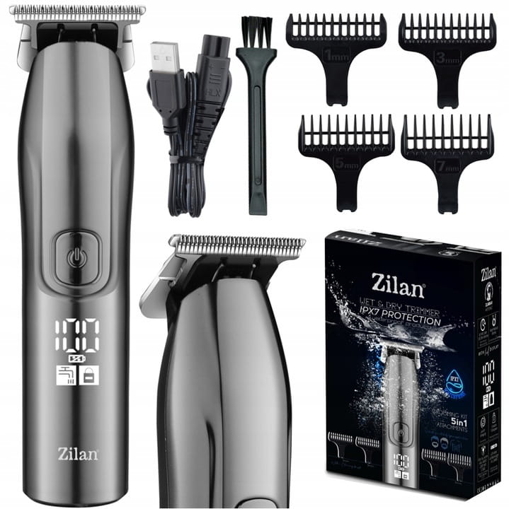 Aparat de tuns 5 in 1 Zilan ZLN8641 cu 5 dimensiuni de taiere, trimmer,rezistent la apa IPX7