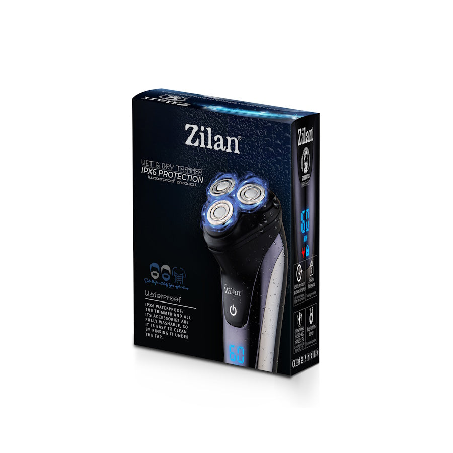 Aparat de ras Zilan ZLN8733 rezistent la apa IPX6,  afisare digitala, incarcare rapida