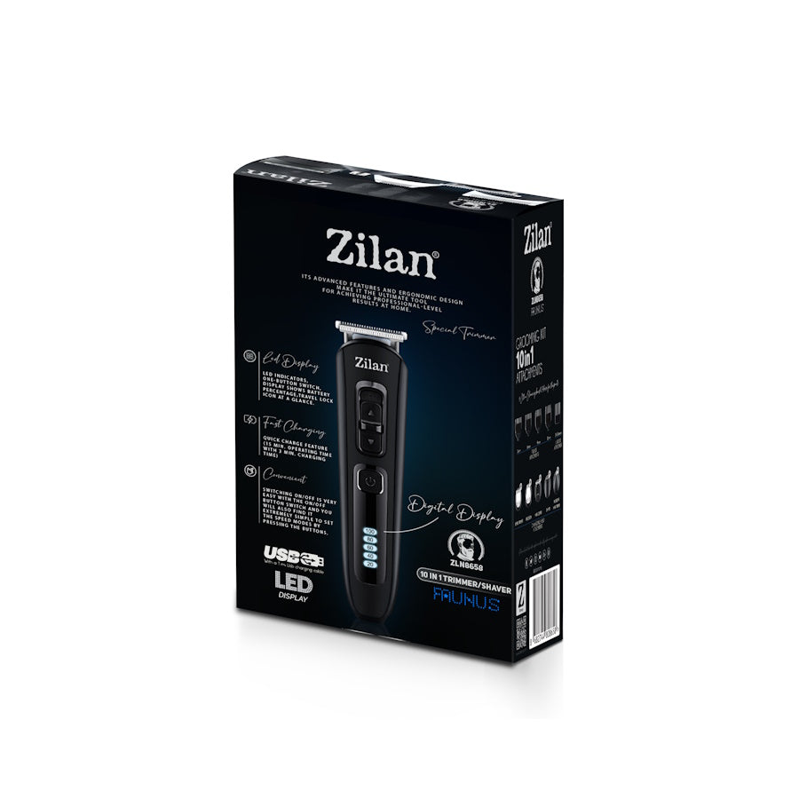 Aparat de tuns 10 in 1 Zilan ZLN8658 cu suport, 5 capete deferite + 5 nivele de tundere