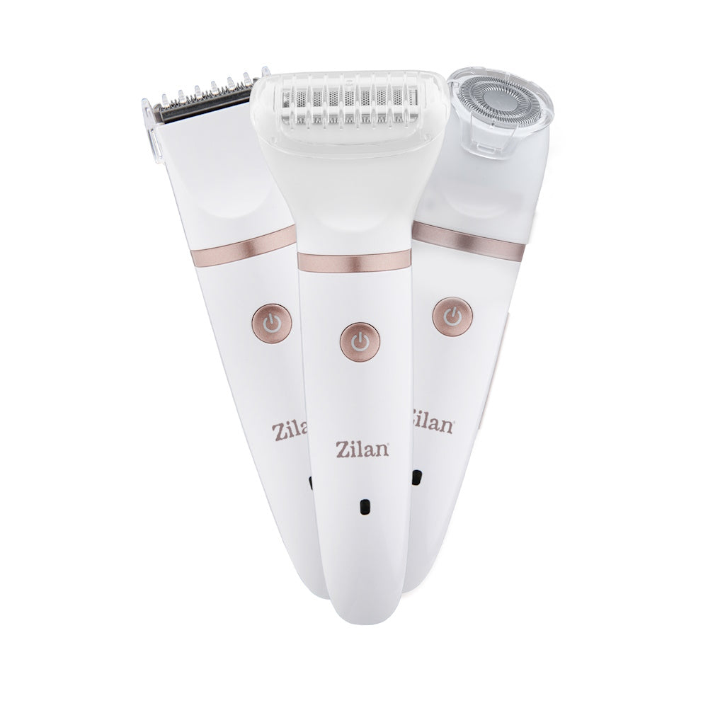 Aparat de epilat Zilan ZLN8740 Alb, 3 capete de epilare, 3 nivele de taiere, perie pentru curatare