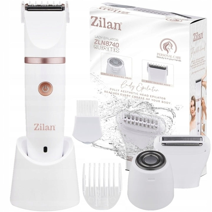 Aparat de epilat Zilan ZLN8740 Alb, 3 capete de epilare, 3 nivele de taiere, perie pentru curatare