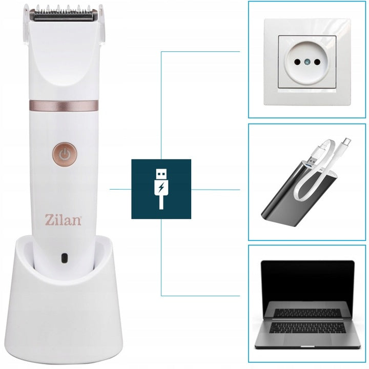Aparat de epilat Zilan ZLN8740 Alb, 3 capete de epilare, 3 nivele de taiere, perie pentru curatare