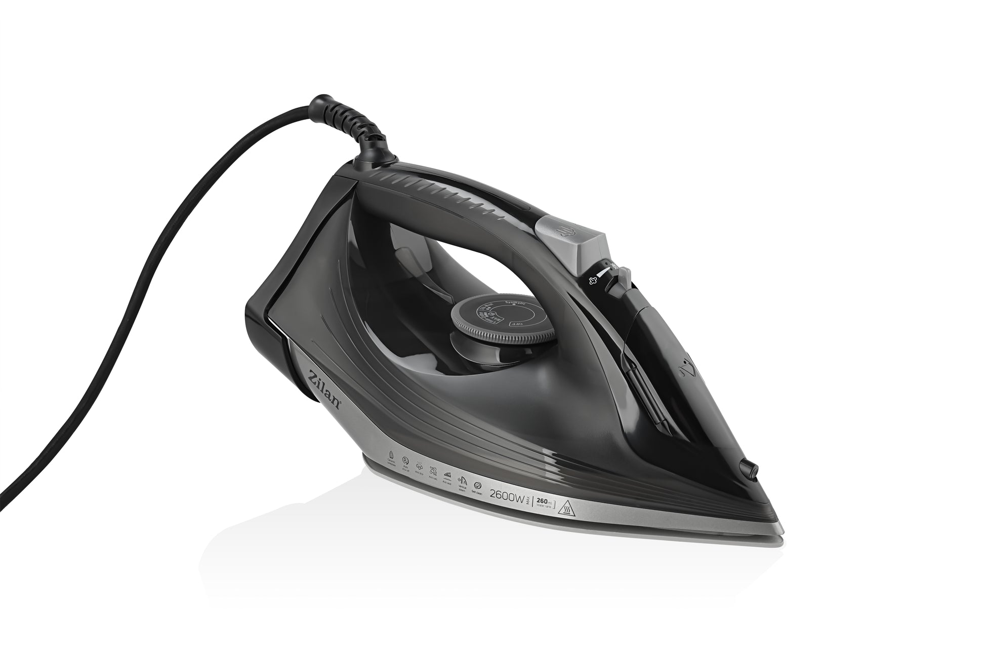 Fier de calcat Zilan ZLN8603, talpa ceramica, Negru, Putere 2600W, calcare cu abur