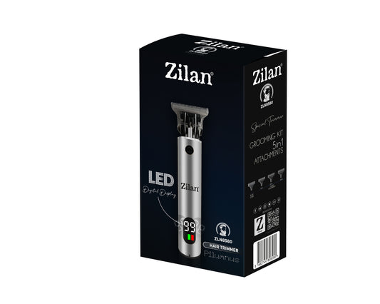 Masina de tuns Zilan ZLN8580 5 in 1 pentru par si barba cu afisaj digital