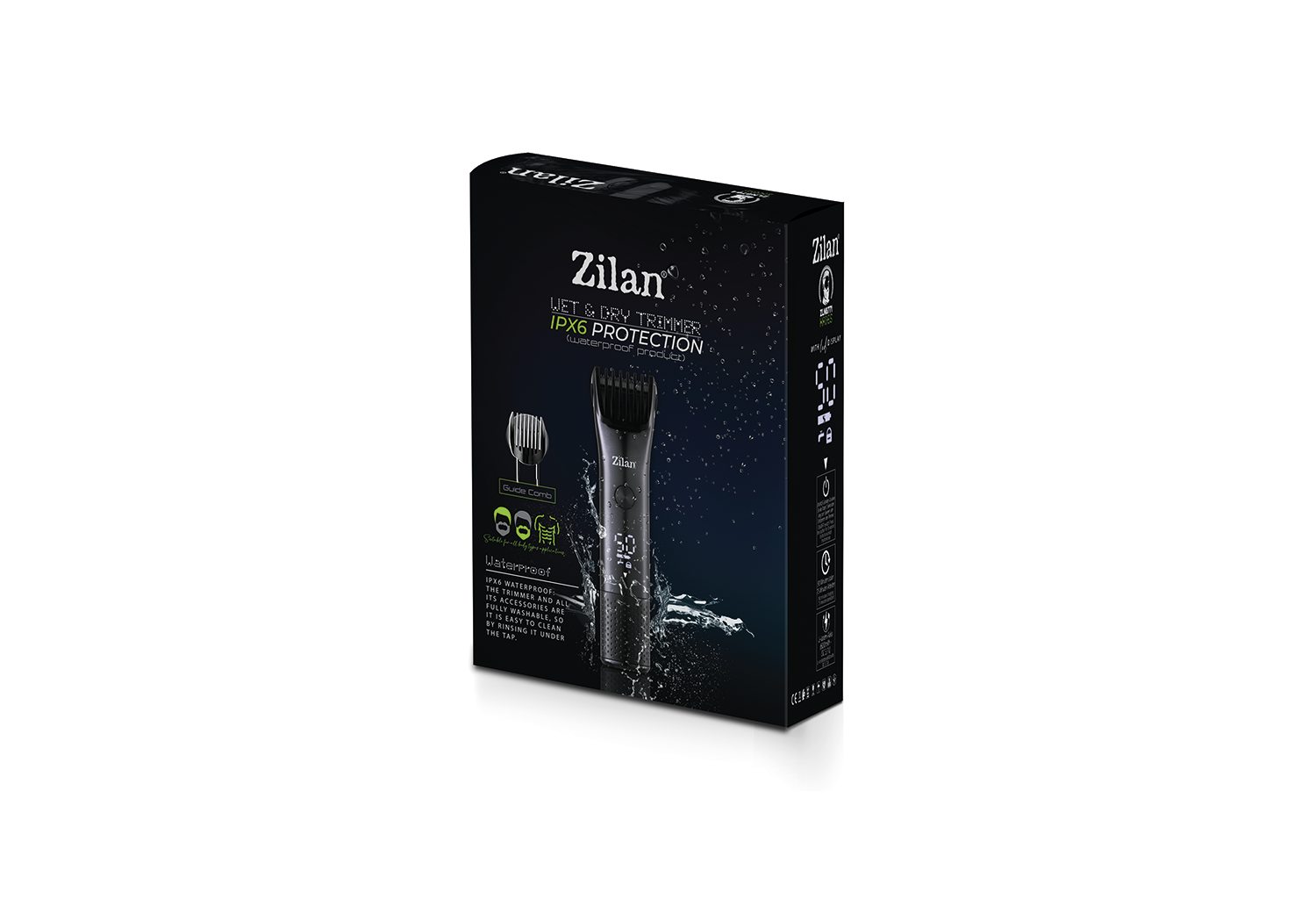 Masina de tuns Zilan ZLN8771 3 in 1, protectie la apa IPX6, afisaj digital