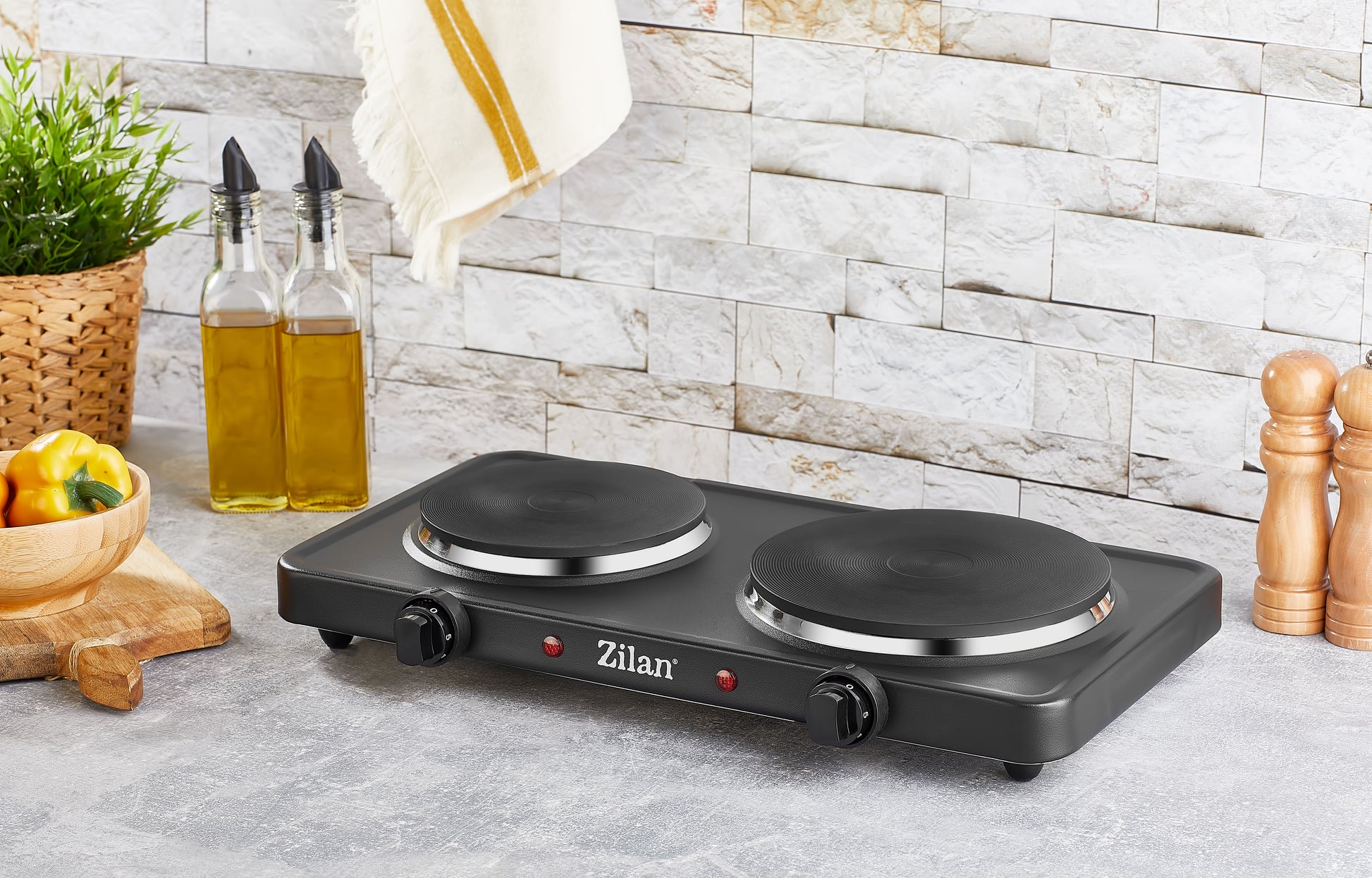 Plita electrica Dubla Zilan ZLN-2181 Negru, 2500W, termostat reglabil, protectie impotriva supraincalzirii