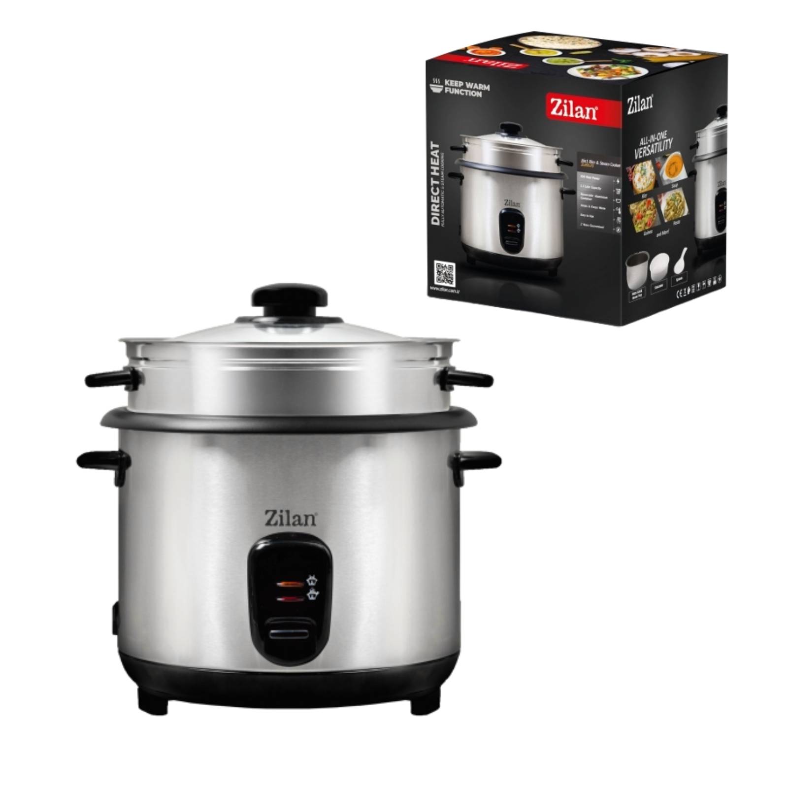 Aparat de gatit Zilan ZLN9570 2 in 1 pentru gatit orez si alimente la abur, capacitate 1.5L, 500W, sistem anti-alunecare