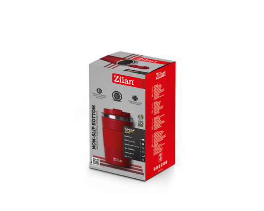 Cana de cafea Zilan ZLN9924 termos, capacitate 510ml, interior din inox, pereti dublii, rosu