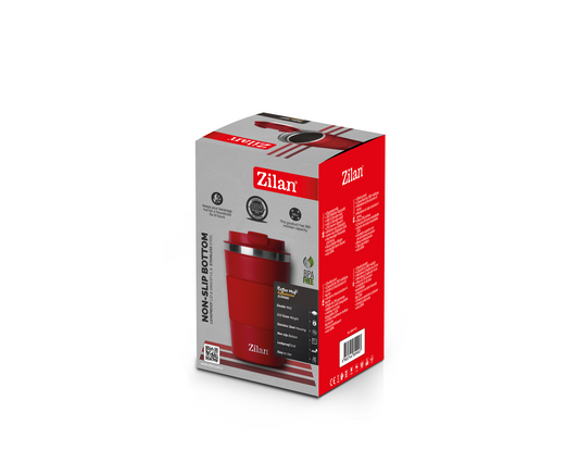 Cana de cafea Zilan ZLN9880 termos, capacitate 380ml, interior din inox, pereti dublii, rosu