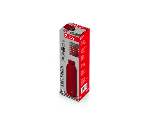 Termos Zilan ZLN9842 tip sticla sport, capacitate 500ml, interior din inox, pereti dublii, rosu