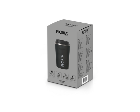 Cana de cafea Floria ZLN9970 tip termos, capacitate 380ml, interior din inox, pereti dublii, gri