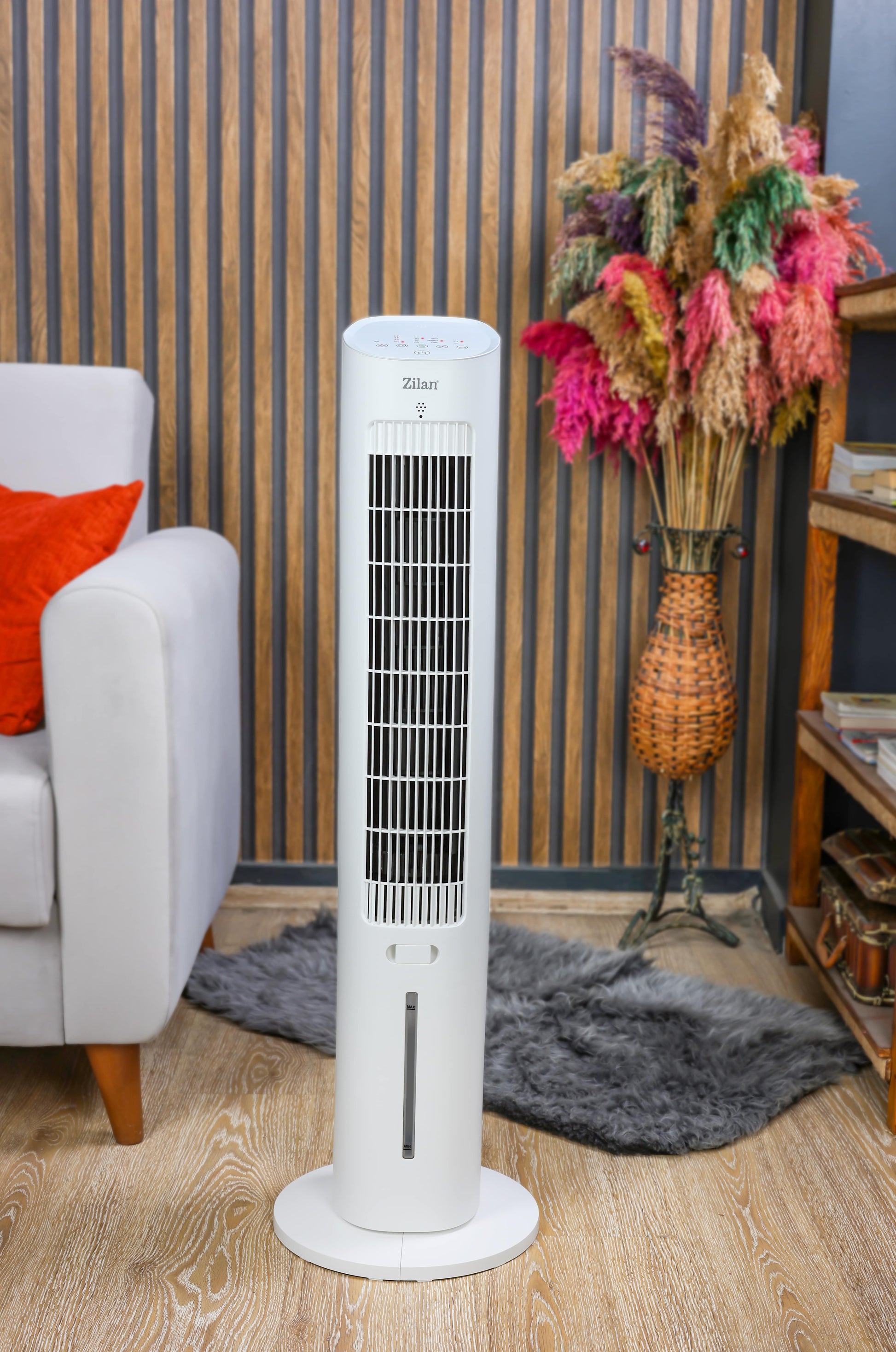 Ventilator Zilan ZLN1030 tip turn, capacitate 3L apa, control prin Touch, 3 trepte de viteza, Timer 12h